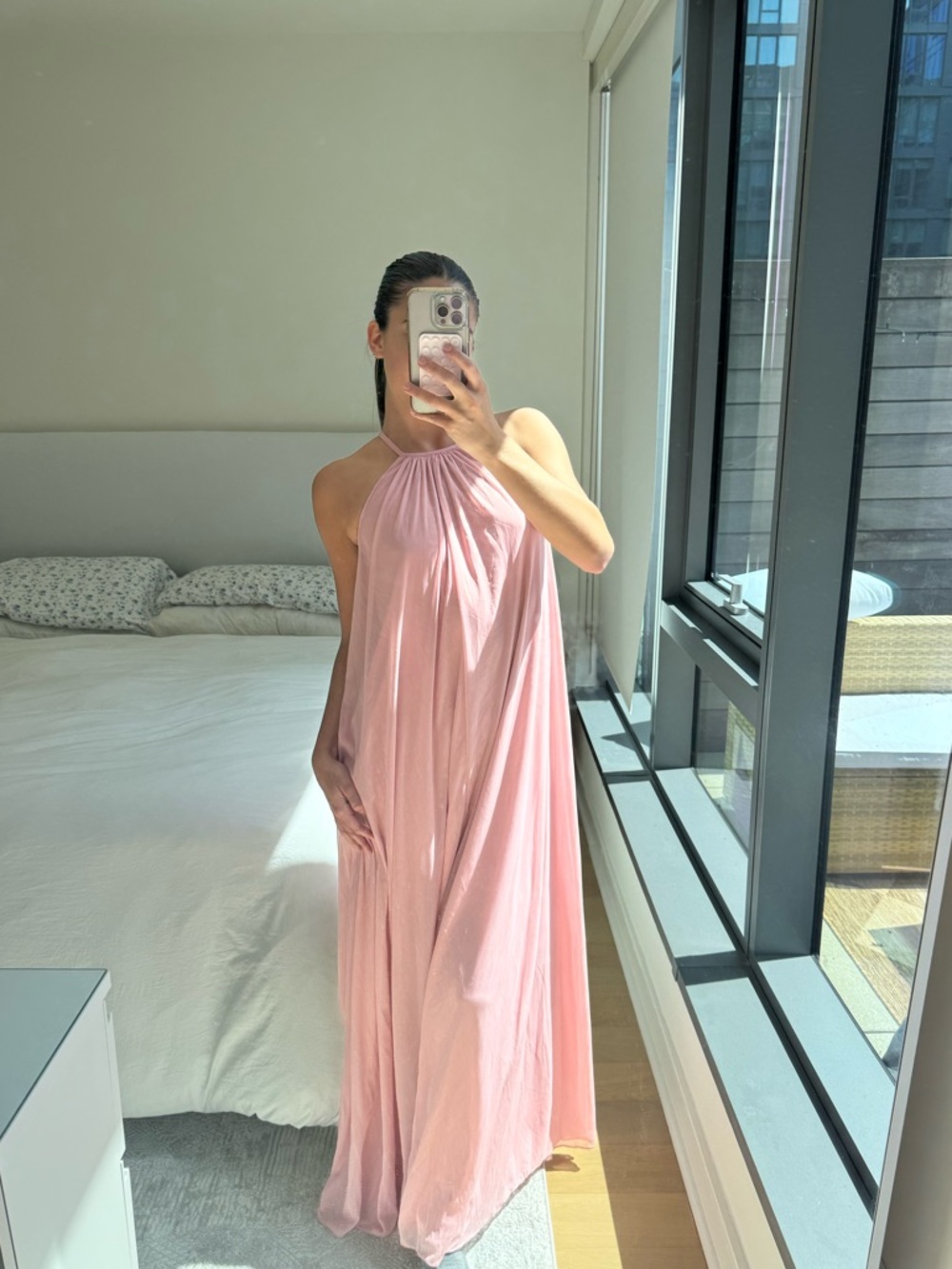 David's Bridal Pink Maxi Dress Size O